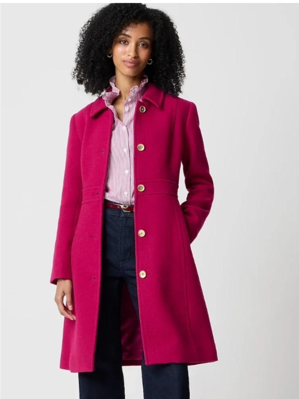 J. Crew Fuchsia Wool-Blend Button Coat